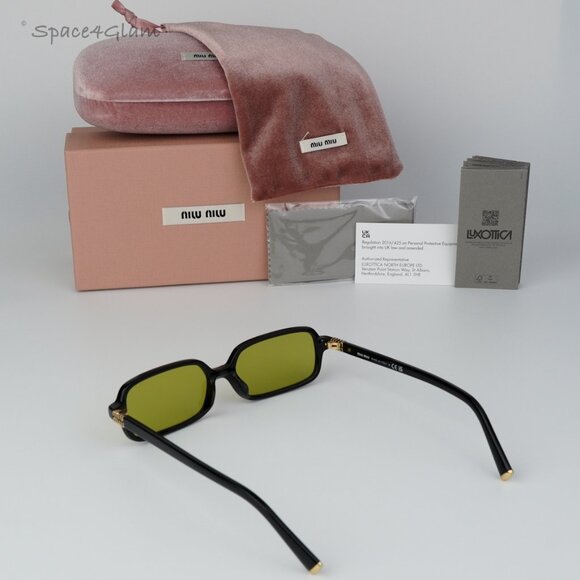 NEW Miu Miu MU11ZSF 16K07O REGARD Black Olive Green Rectangle Unisex Sunglasses main image 5